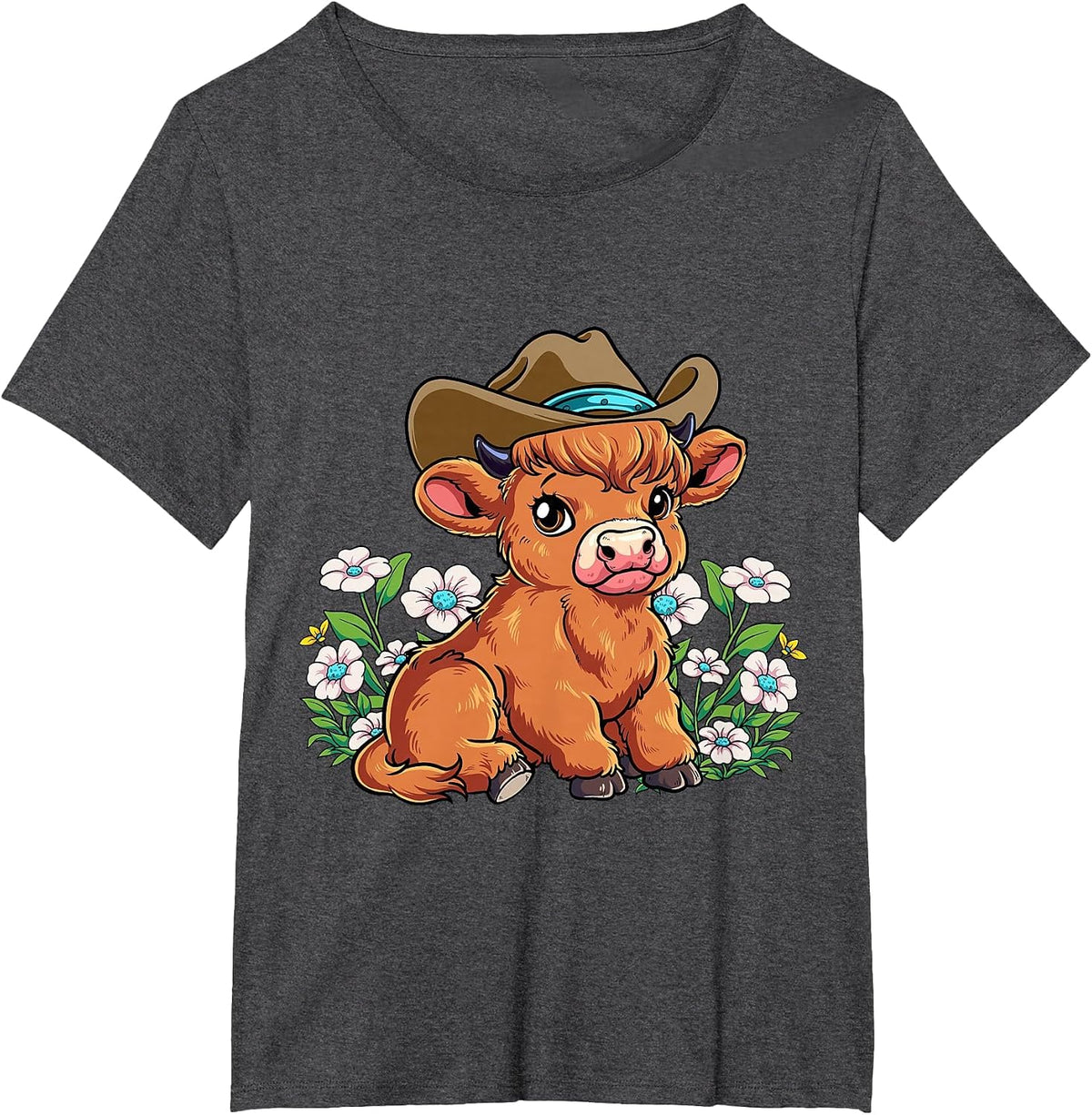 Highland Cow T-Shirt - Dark Heather Grey