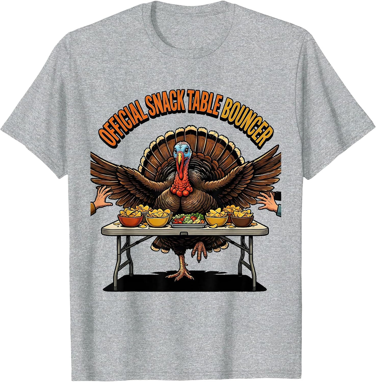 Men's Official Snack Table Bouncer Funny Turkey Family T-Shirt - Heather Grey