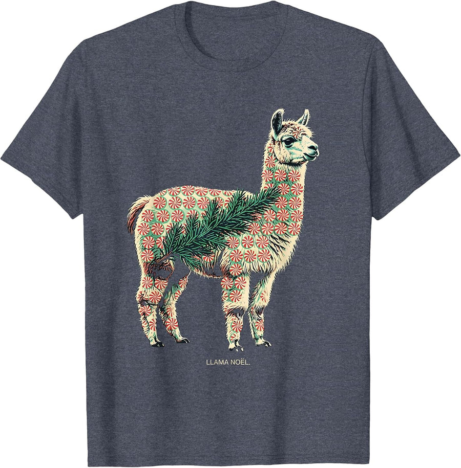 Llama Noël Funny Llama Christmas Animal Lover Gift T-Shirt - Heather Blue