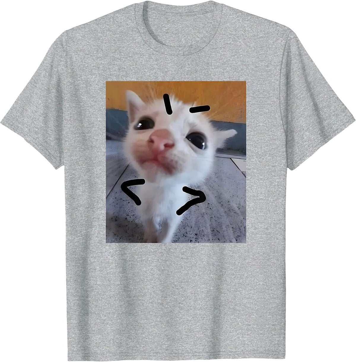 Judgy Kitty Funny Cat Lover Angry Kitten Meme Cute Graphic T-Shirt - Heather Grey