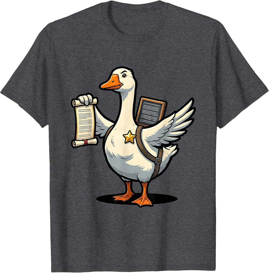 Men's Silly Goose Cartoon SPED Teacher Support Staff Humor T-Shirt - Dark Heather Grey