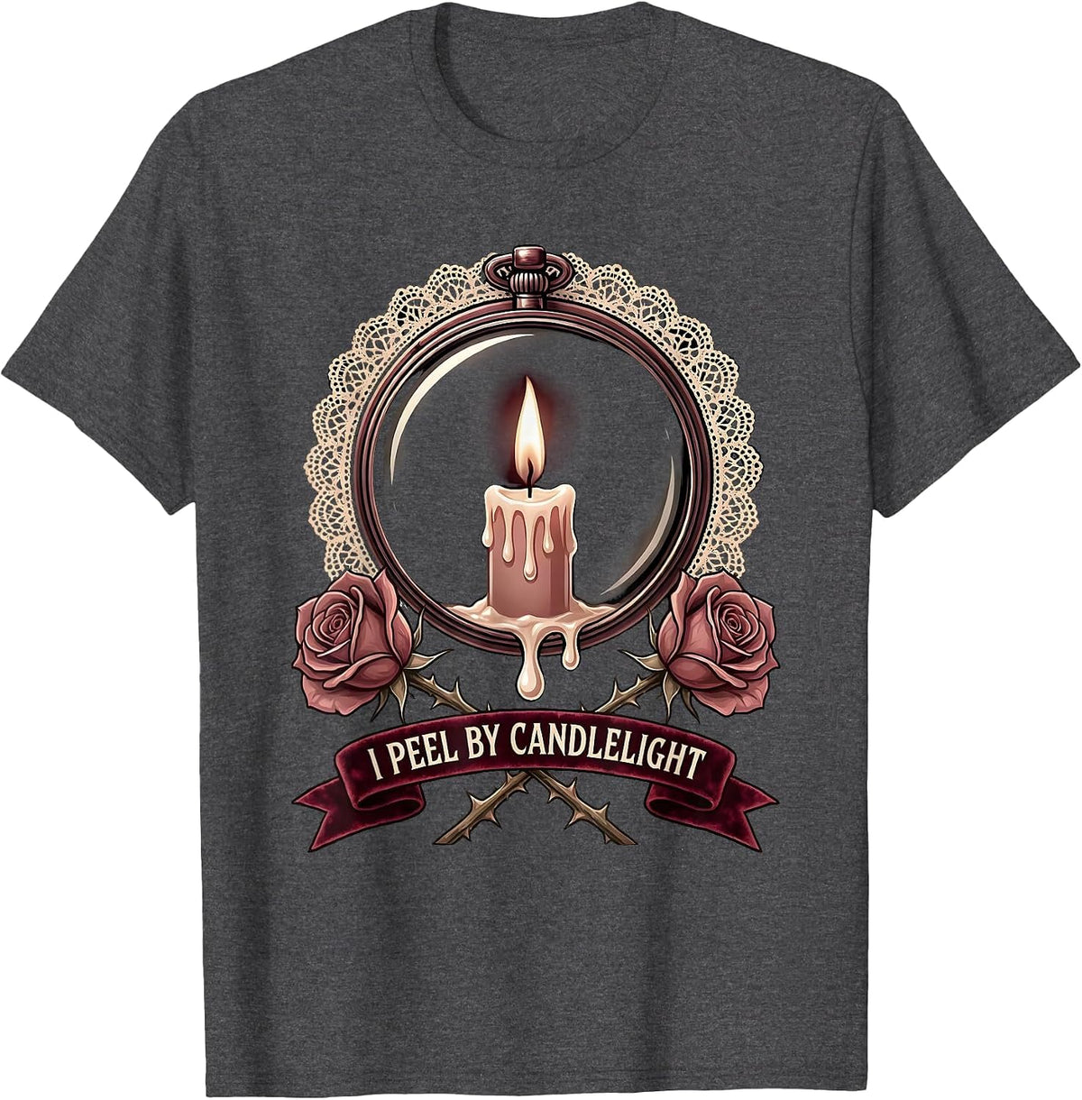 Men's I Peel By Candlelight Vamp Romantic Dermatology Halloween T-Shirt - Dark Heather Grey