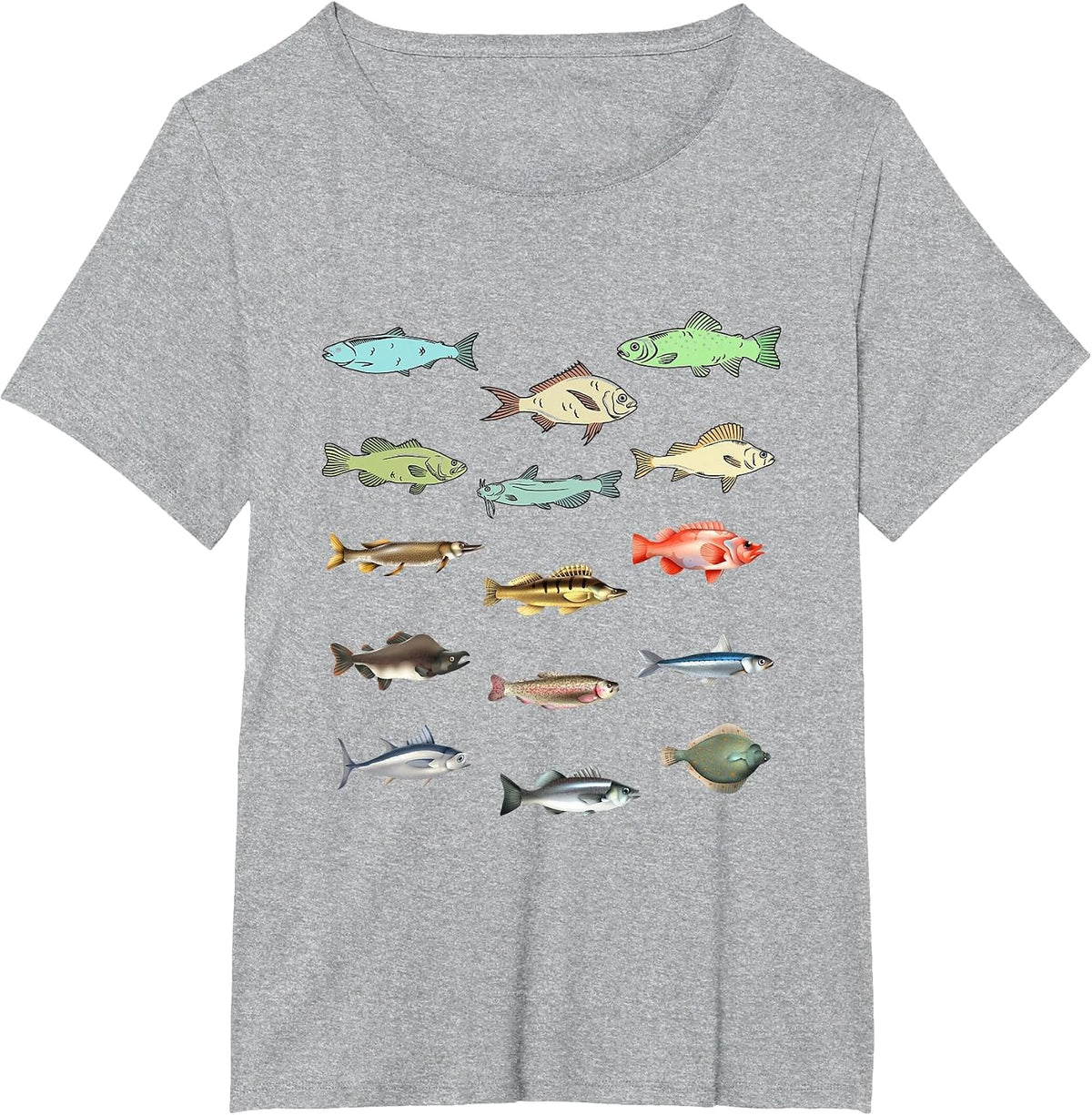 Freshwater Fish Angling Species Fishermen T-Shirt - Heather Grey