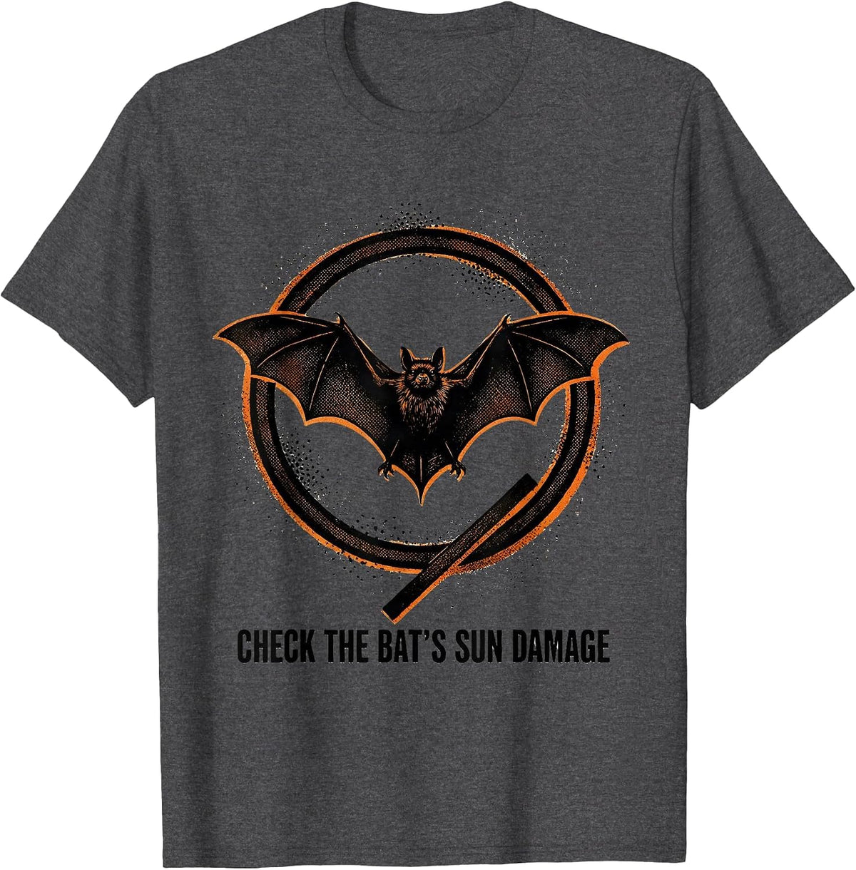 Check The Bat's Sun Damage Funny Dermatology Esthetician T-Shirt - Dark Heather Grey