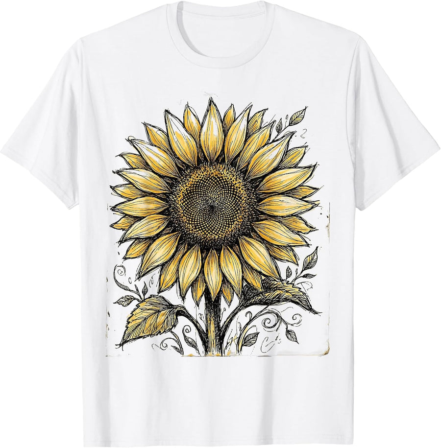 Men's Down Syndrome Awareness Blooming Sunflower Design T-Shirt - White