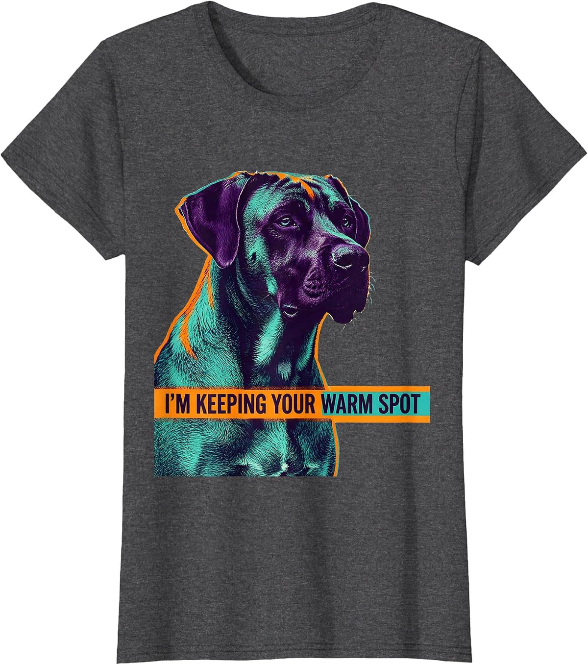 Women's I’m Keeping Your Warm Spot Rhodesian Ridgeback Dog Owner T-Shirt - Dark Heather Grey