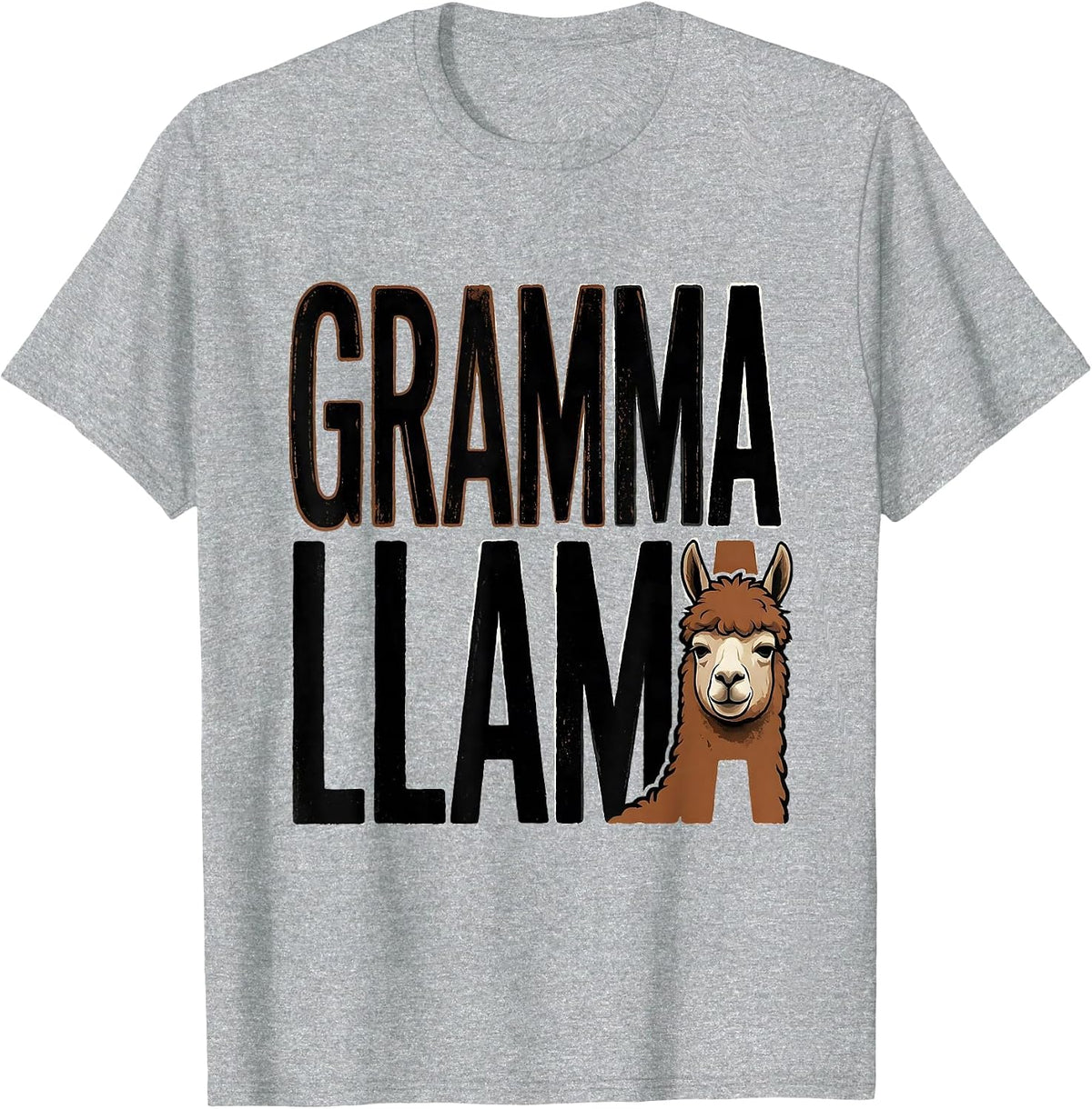 Men's Gramma Llama Funny Llama Alpaca Lover Gift Typography T-Shirt - Heather Grey