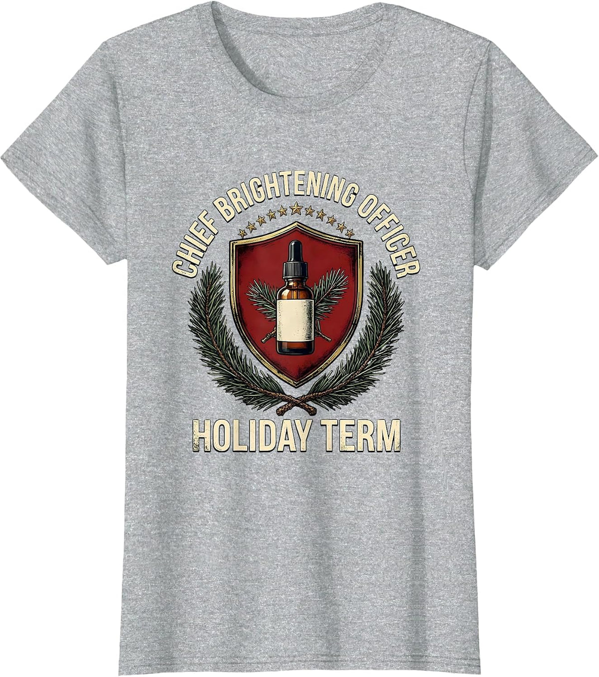 Chief Brightening Officer, Holiday Term Esthetician T-Shirt - Heather Grey