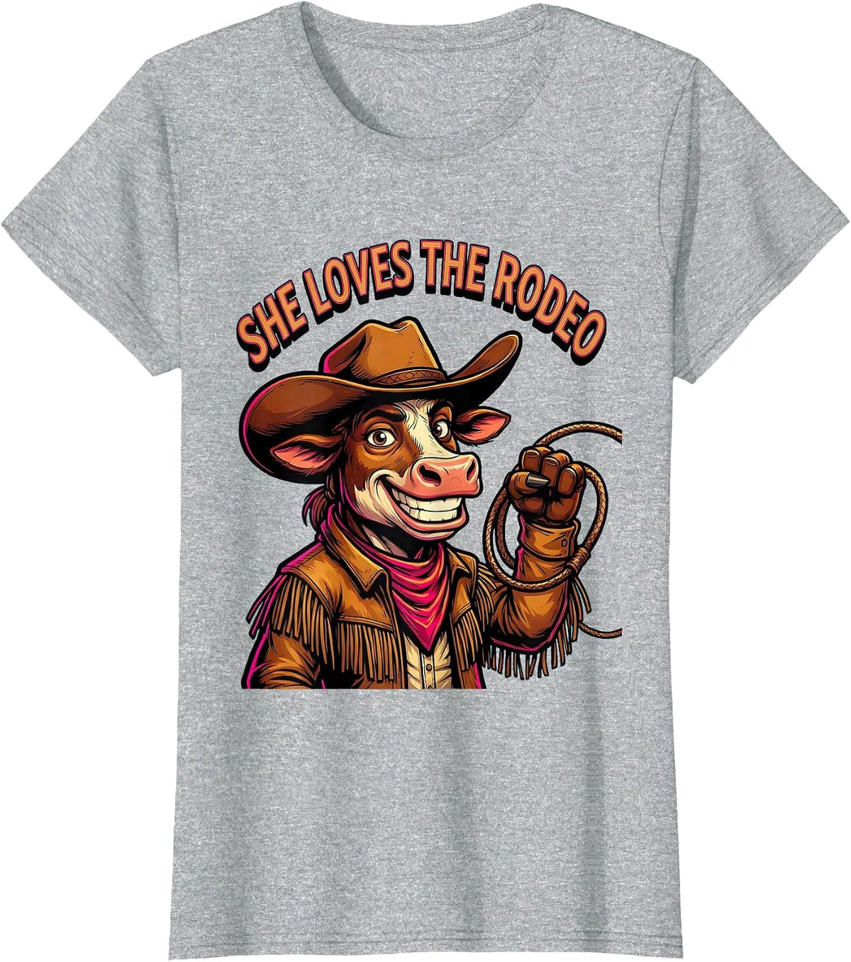 She Loves The Rodeo Cowgirl Graphic Design T-Shirt - Heather Grey