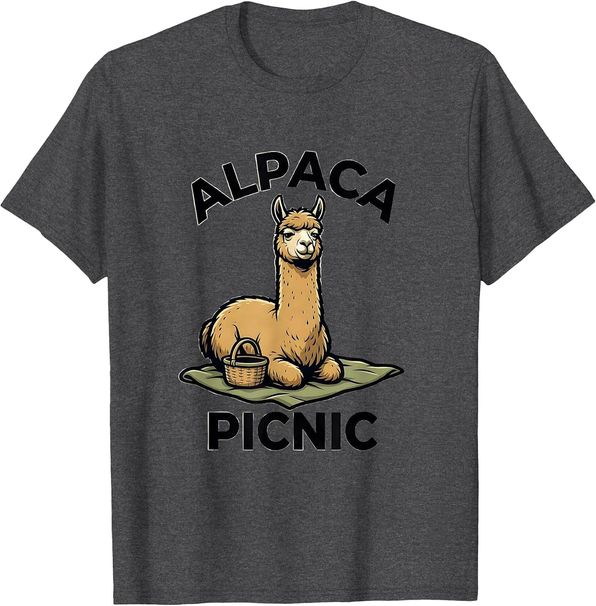 Men's Alpaca Picnic Funny Alpaca Lover Animal Humor Gift T-Shirt - Dark Heather Grey