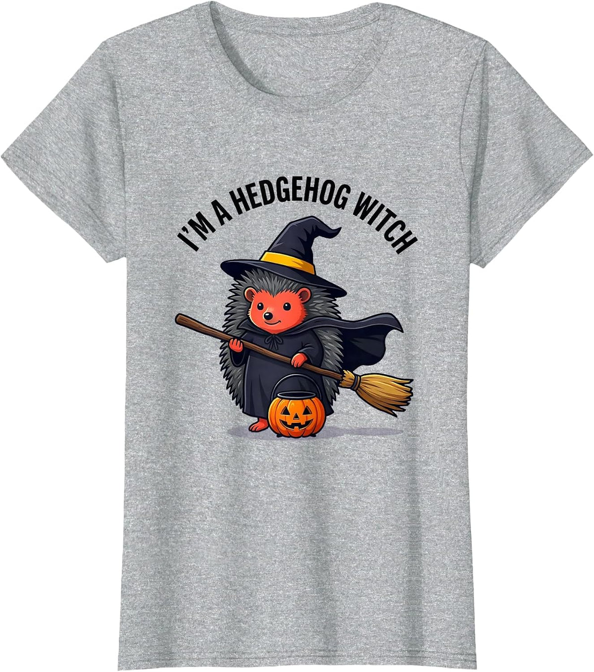 I'm A Hedgehog Witch Flat Vector Halloween Costume Men Women T-Shirt - Heather Grey