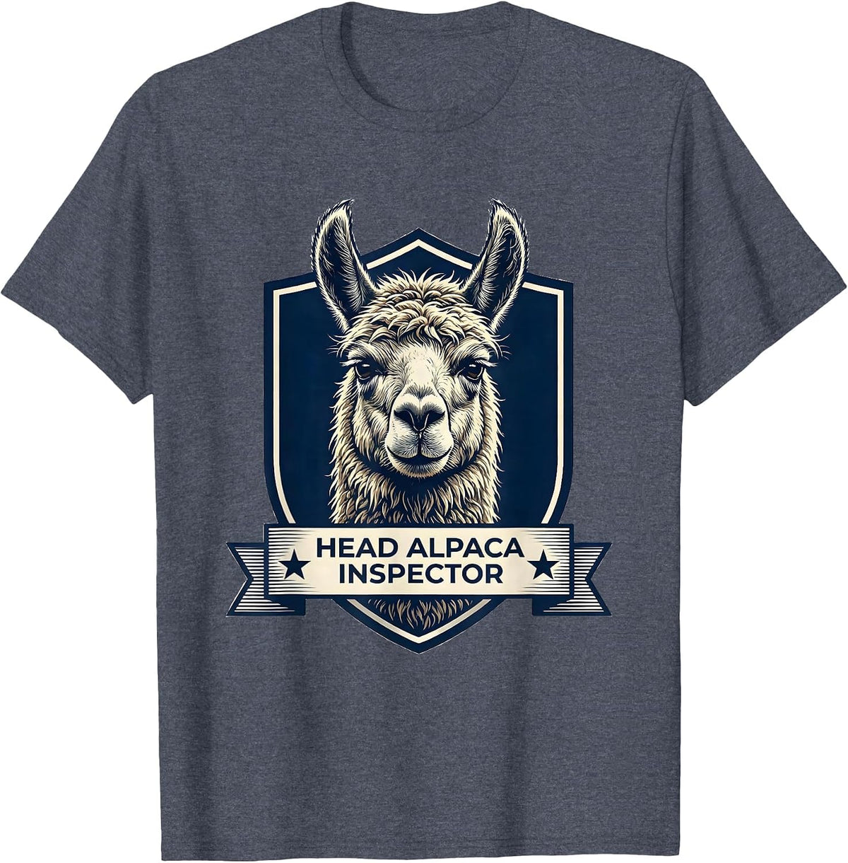 Head Alpaca Inspector Funny Alpaca Lover Humor T-Shirt - Heather Blue