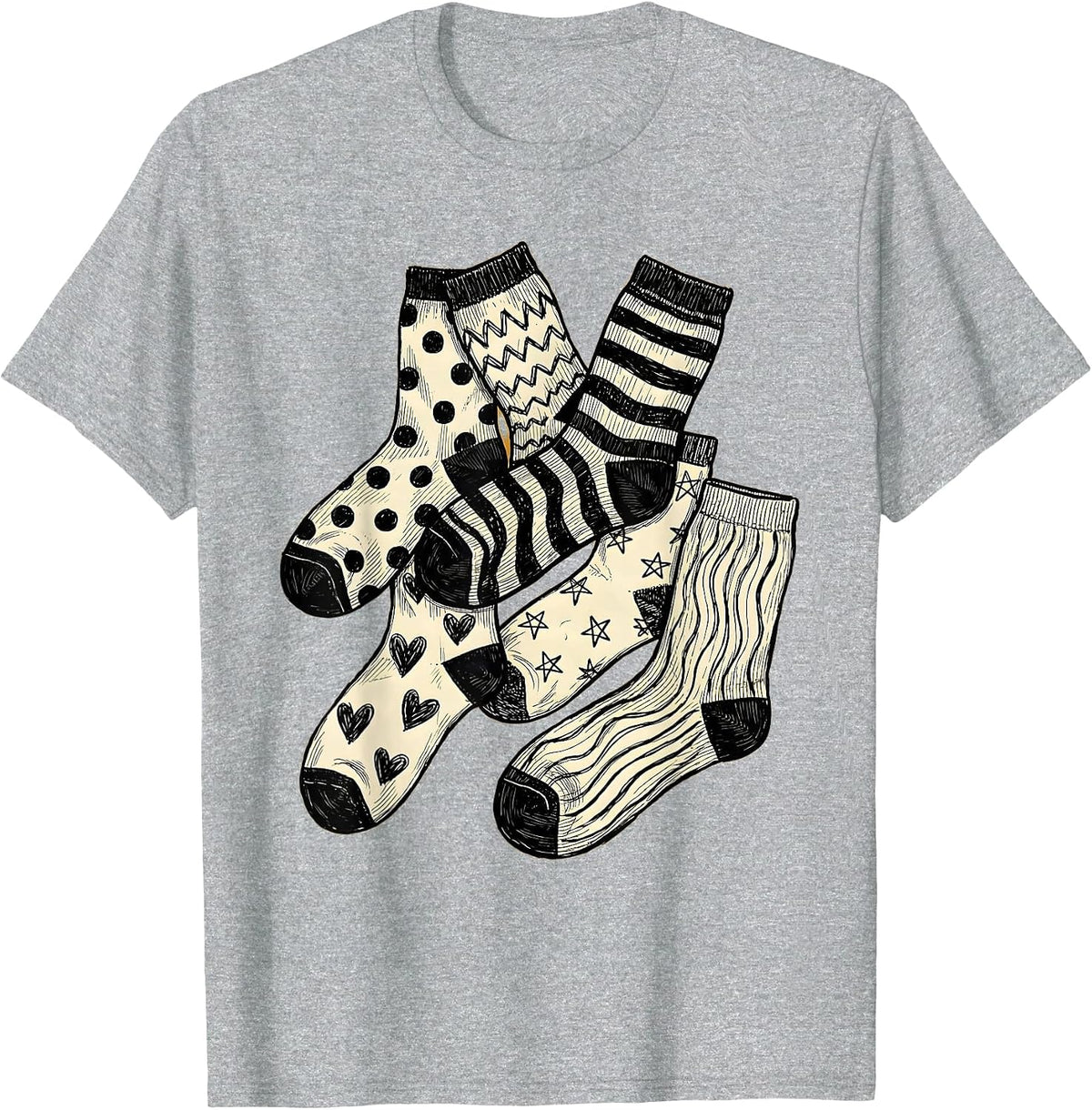 Men's Down Syndrome Awareness Mismatched Socks Design T-Shirt - Heather Grey