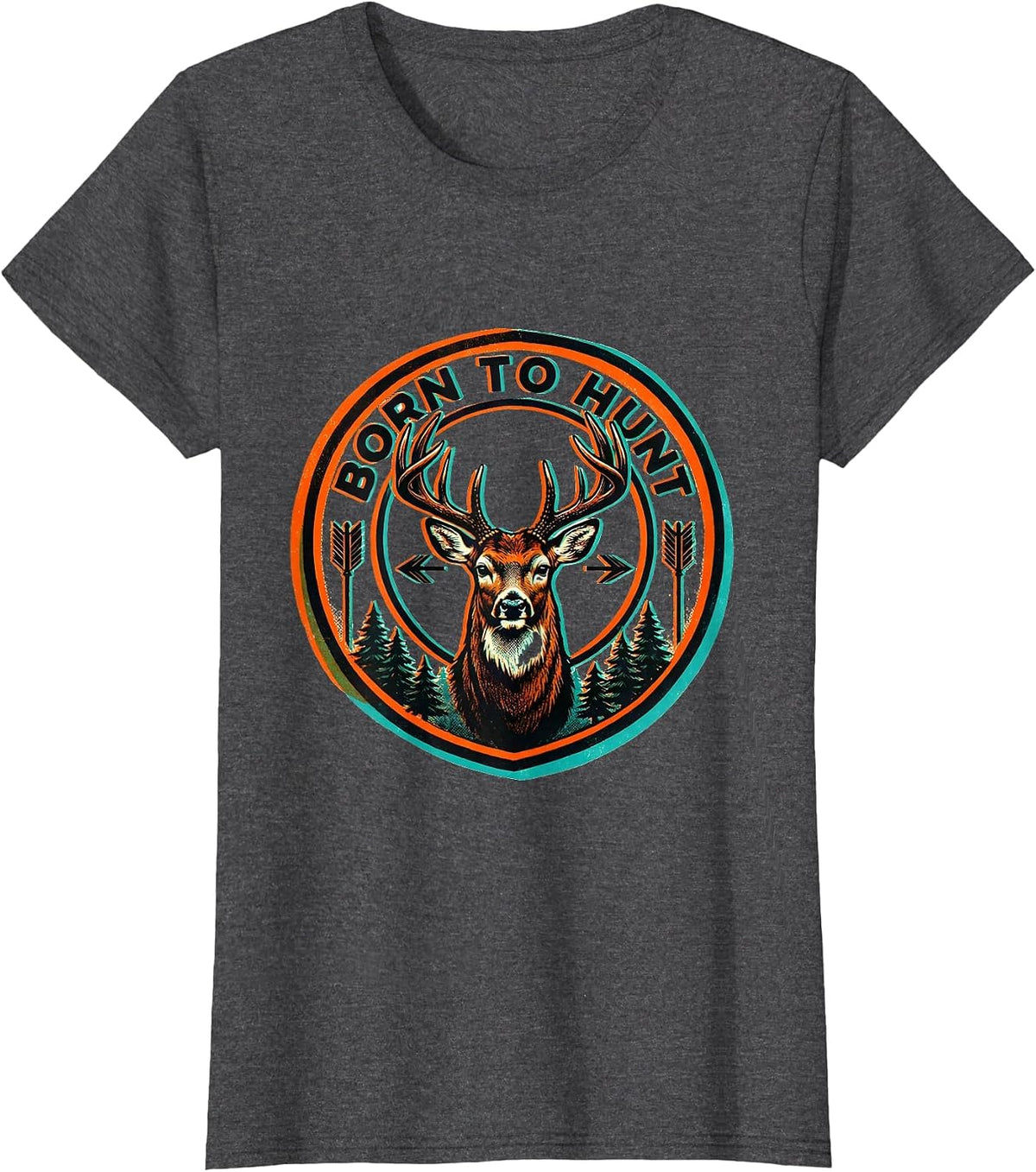 Women's Born to Hunt Hunting Enthusiast Design T-Shirt - Dark Heather Grey