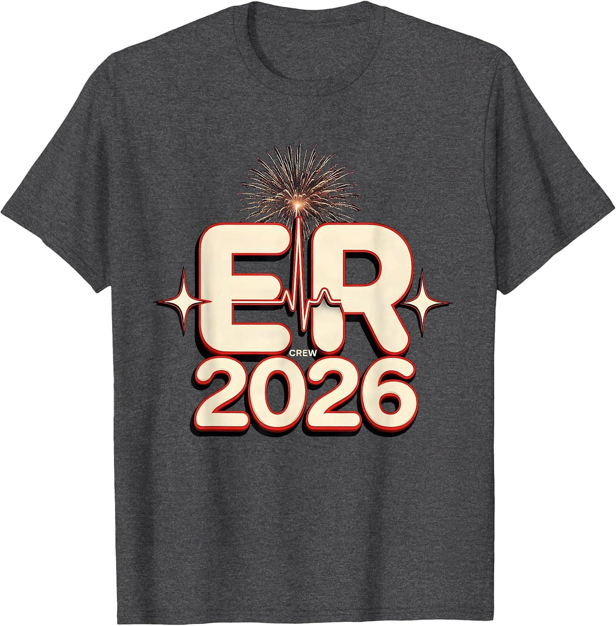 Men's ER Crew 2026 Festive Nurse Crew New Year Eve Party T-Shirt - Dark Heather Grey