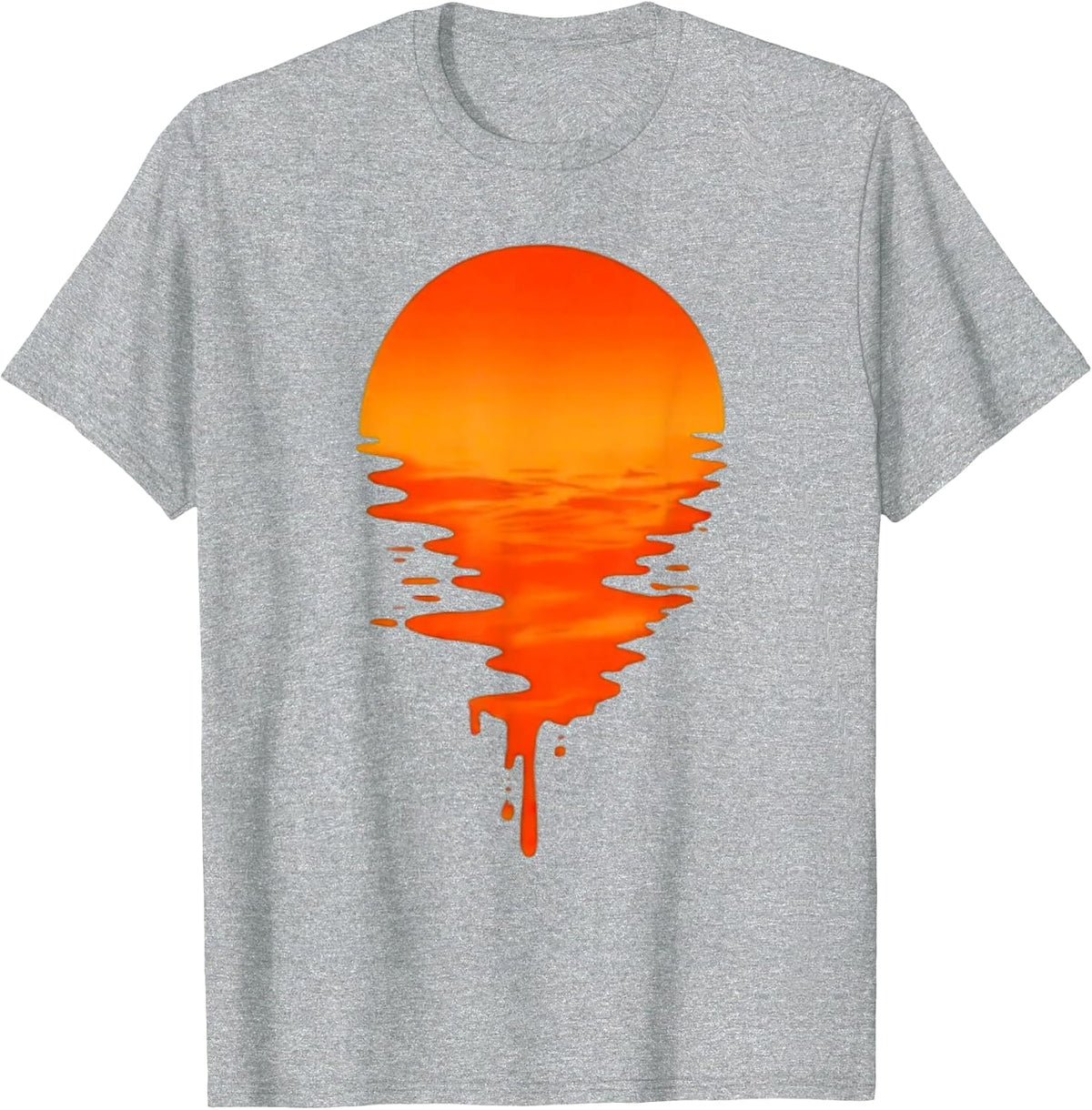 Sunset Drip Heat Meets Style in Retro Waves Design T-Shirt - Heather Grey