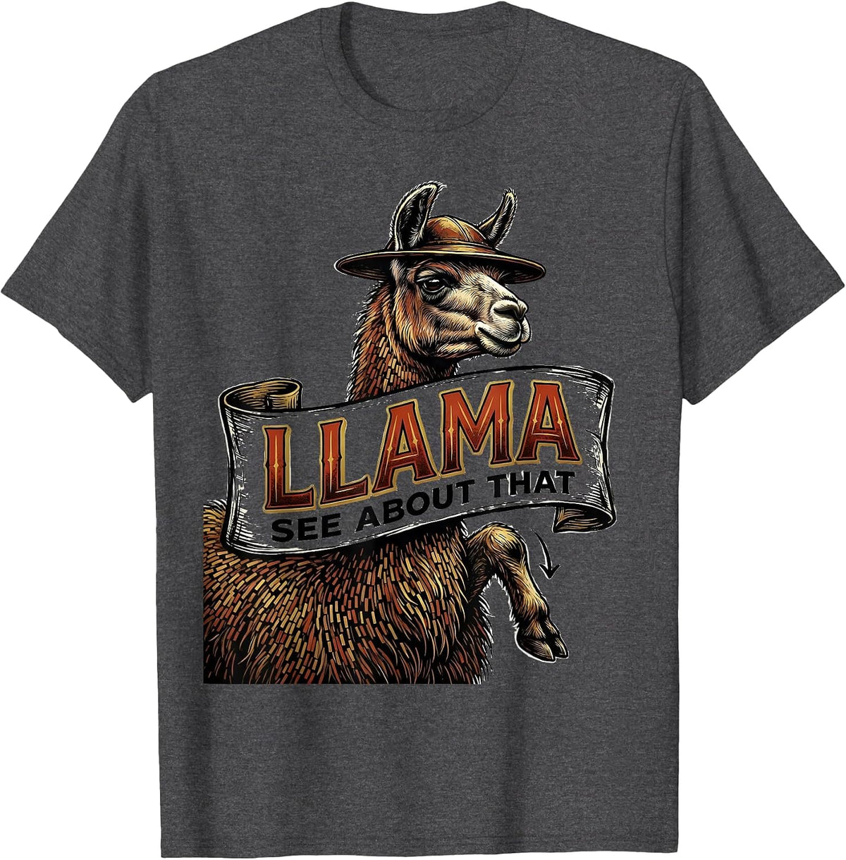 Men's Llama See About That Funny Alpaca Lover Animal Humor T-Shirt - Dark Heather Grey