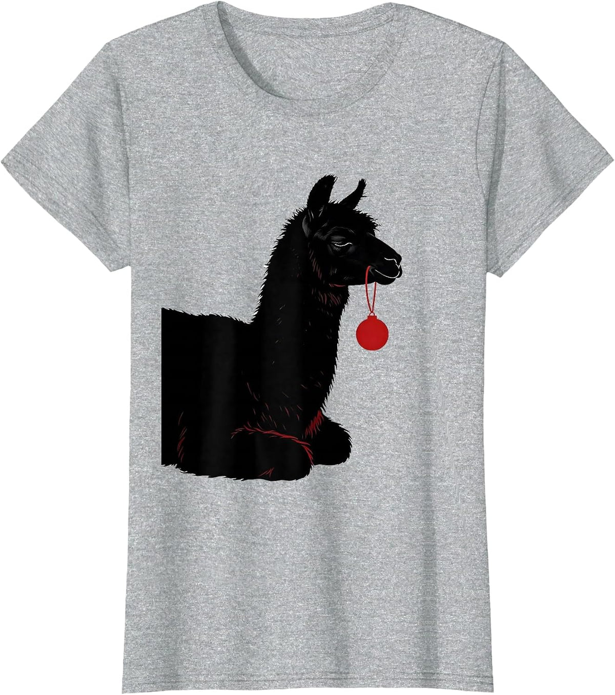 Women's Llama Silhouette Funny Christmas Animal Lover Humor T-Shirt - Heather Grey