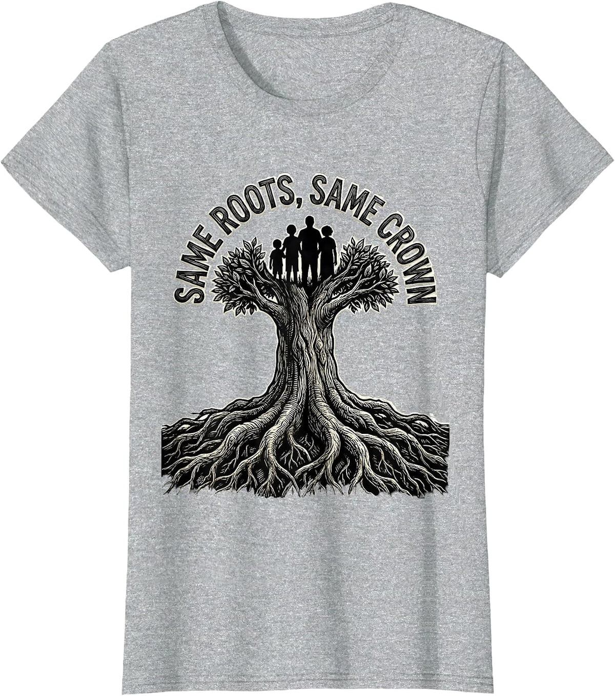 Same Roots, Same Crown Family Reunion Matching Group T-Shirt - Heather Grey