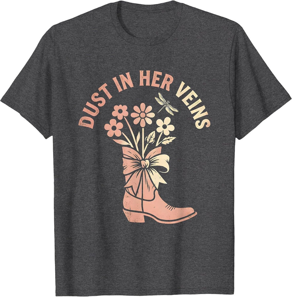 Men's Dust In Her Veins Rodeo Cowgirl Design T-Shirt - Dark Heather Grey