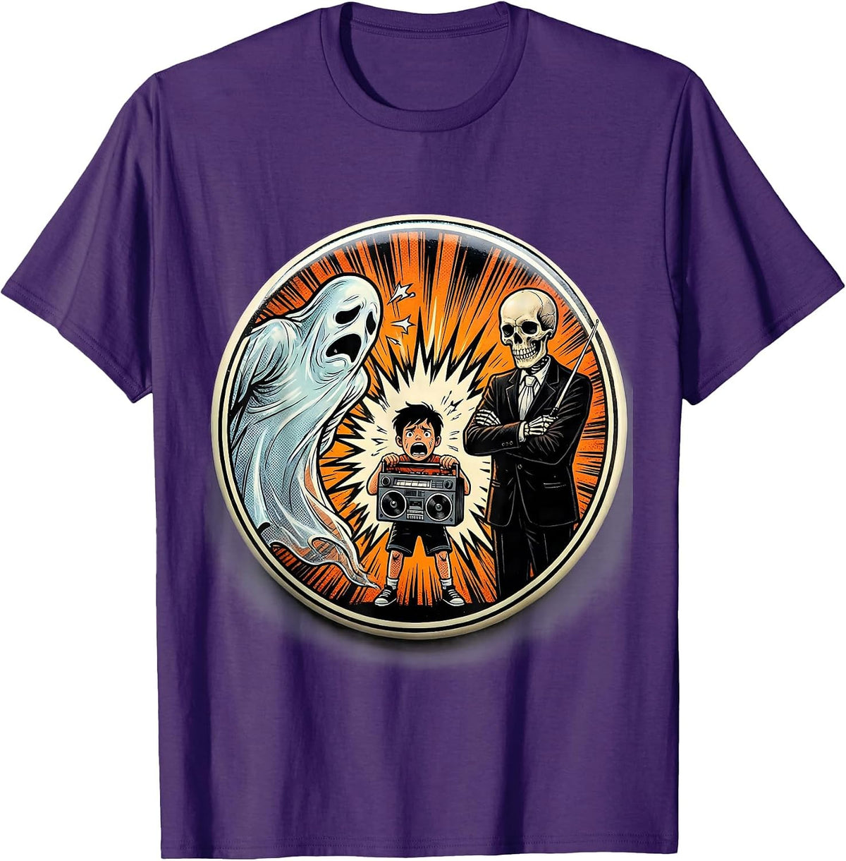Sealed Ghost Comic Music Teacher Halloween Humor T-Shirt - Purple