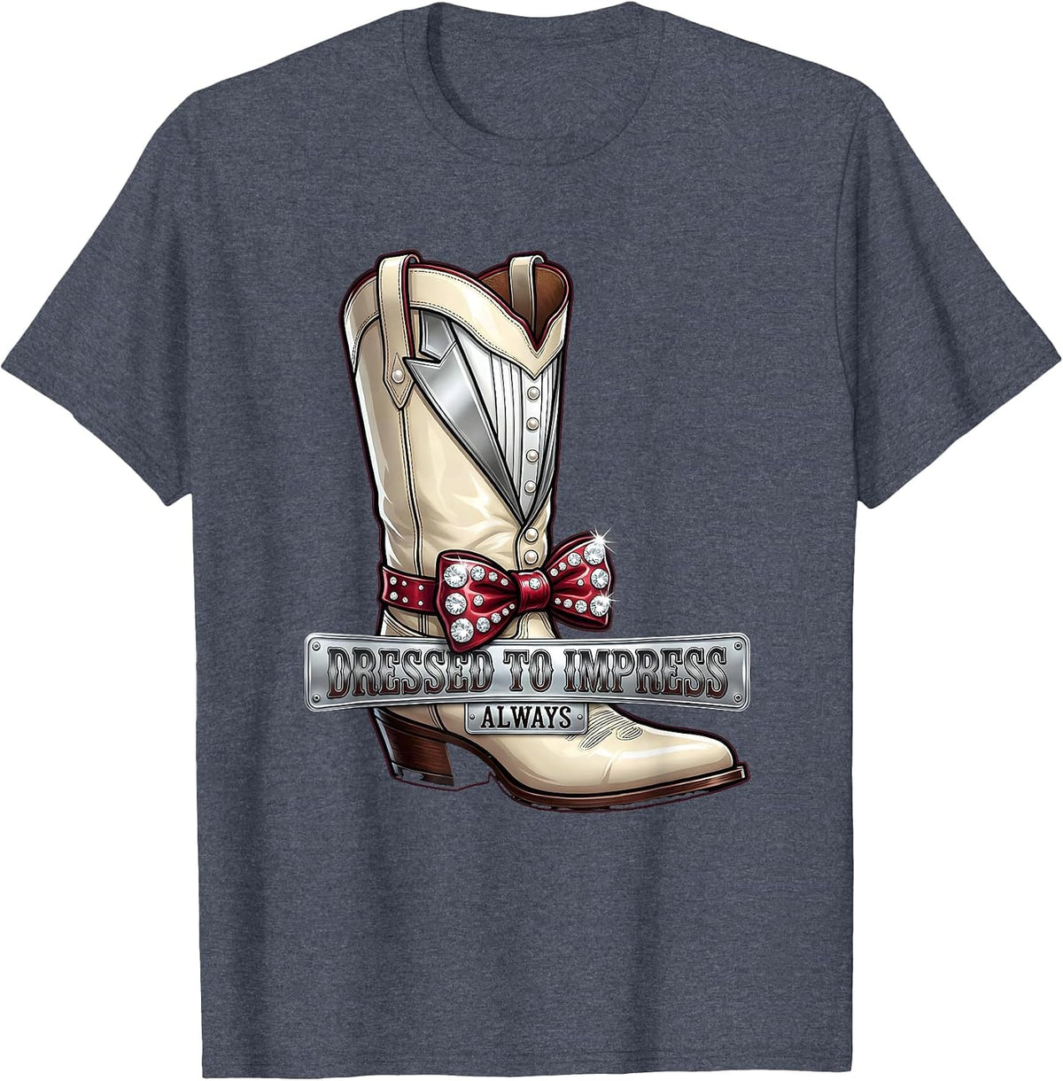 Dressed to Impress Always Tuxedo Design T-Shirt - Heather Blue