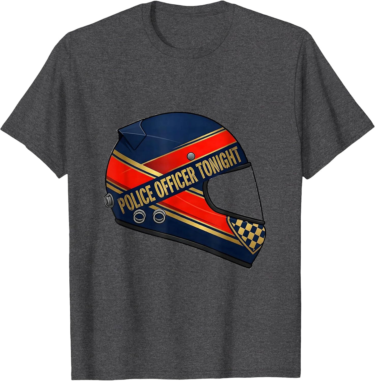 Men's Police Officer Tonight Racing Livery Halloween Costume T-Shirt - Dark Heather Grey