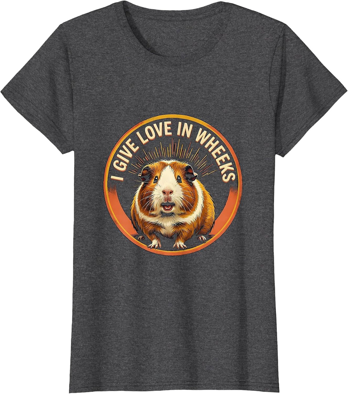 Women's I Give Love In Wheeks Cute Guinea Pig Lover Animal Humor T-Shirt - Dark Heather Grey