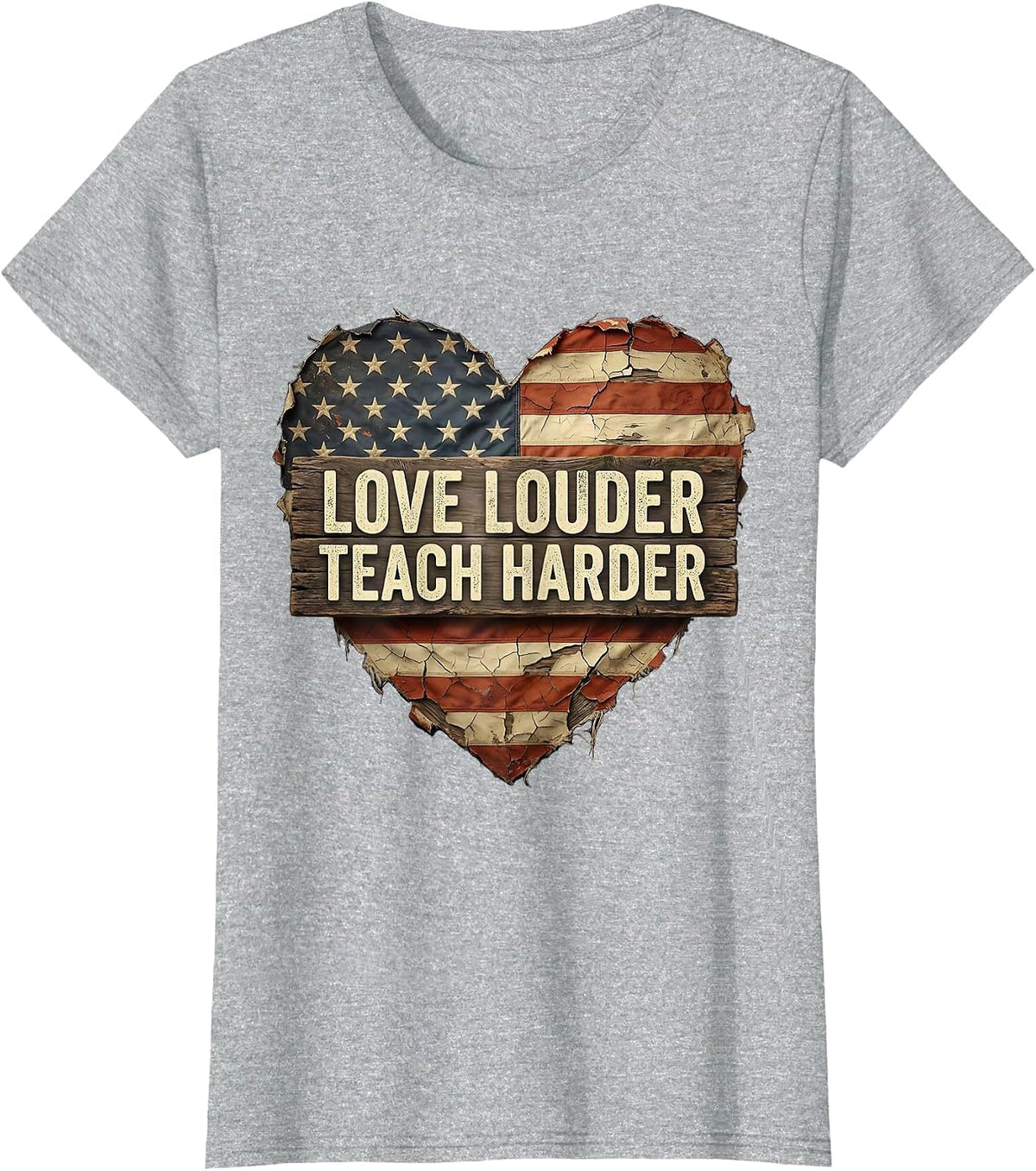 Love Louder Teach Harder Sped Teacher Design T-Shirt - Heather Grey