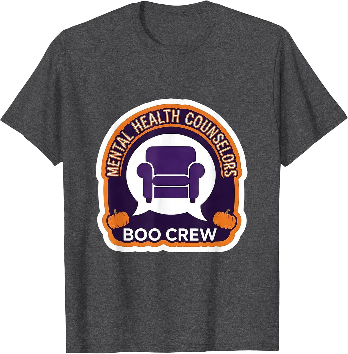 Mental Health Counselors Boo Crew Halloween Matching T-Shirt - Dark Heather Grey