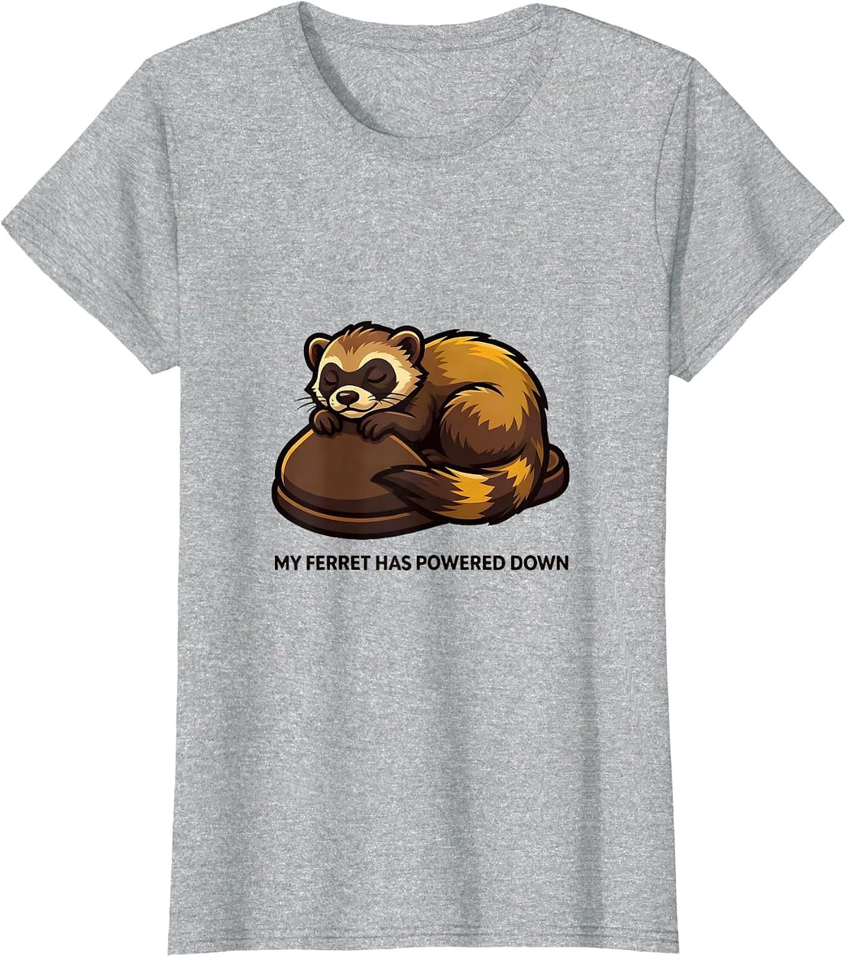 My Ferret Has Powered Down Funny Ferret Lover Gift Ferret T-Shirt - Heather Grey
