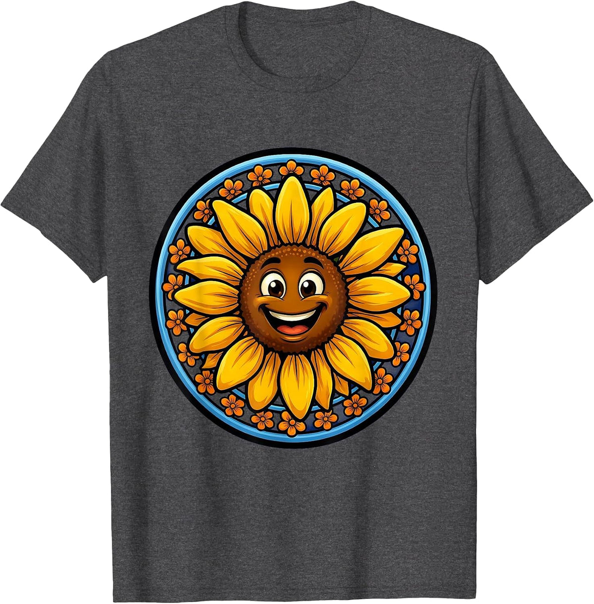 Down Syndrome Awareness Blooming Sunflower Design T-Shirt - Dark Heather Grey