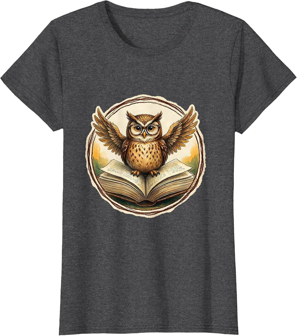 Women's Happy To See Your Face Owl Teacher Gift T-Shirt - Dark Heather Grey
