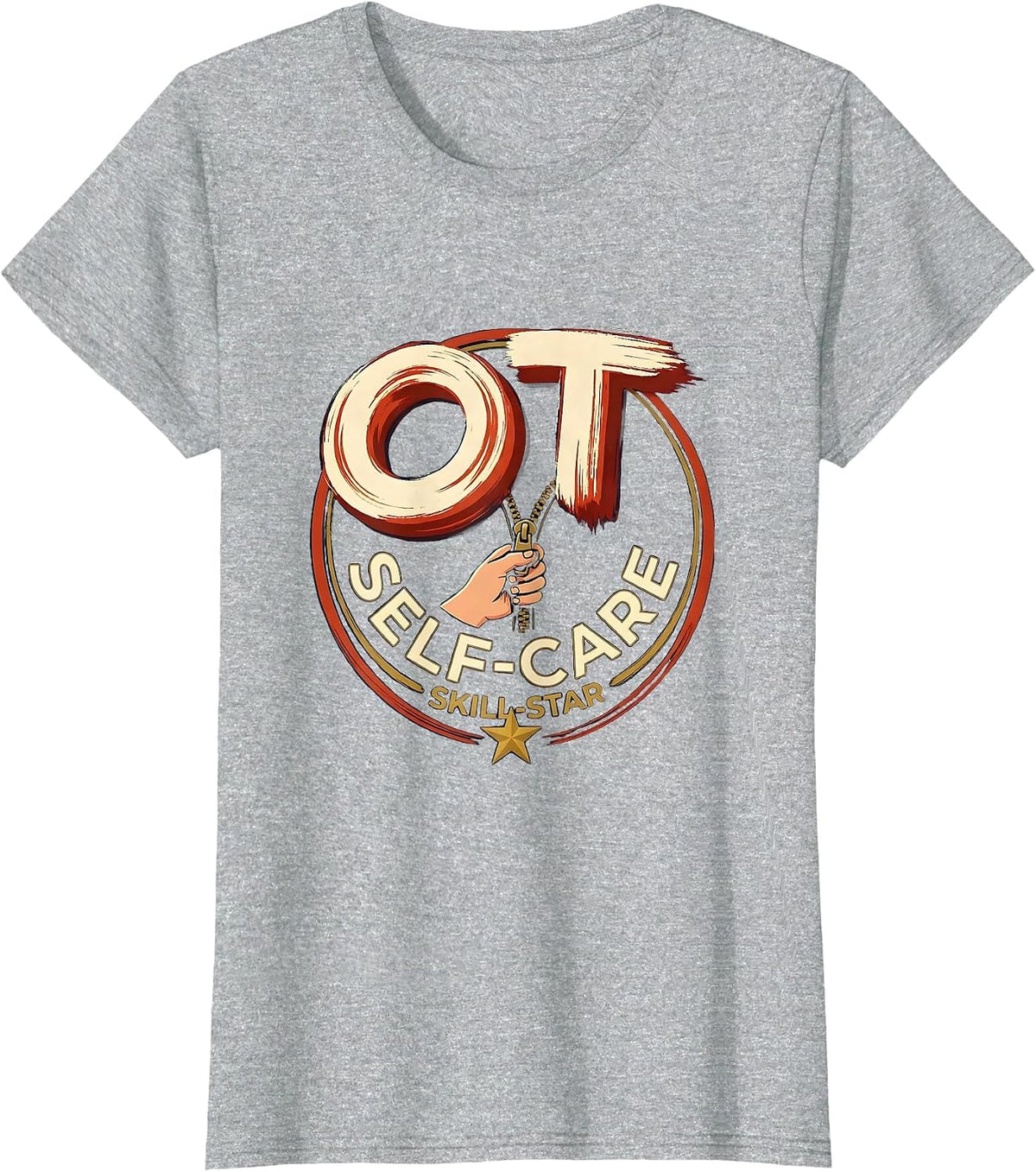 Women's OT Self-Care Skill-Star Occupational Therapy OT Assistant T-Shirt - Heather Grey