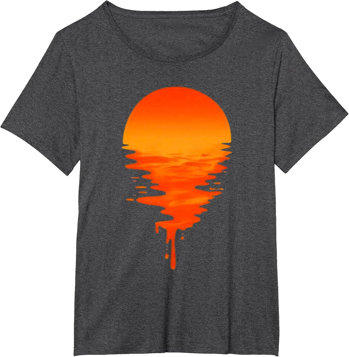 Sunset Drip Heat Meets Style in Retro Waves Design T-Shirt - Dark Heather Grey