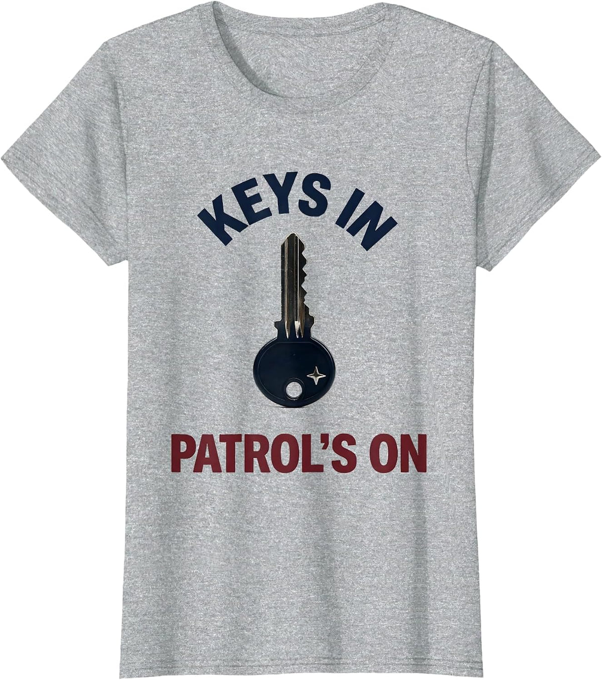 Keys In, Patrol's On Funny Police Officer Kids Novelty T-Shirt - Heather Grey