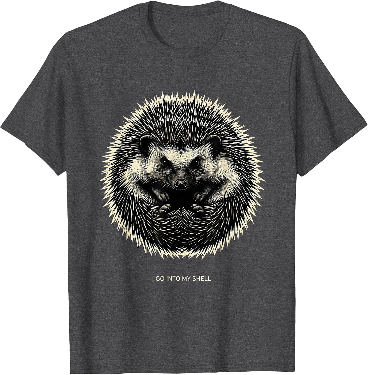 Men's I Go Into My Shell Funny Hedgehog Lover Animal Humor T-Shirt - Dark Heather Grey