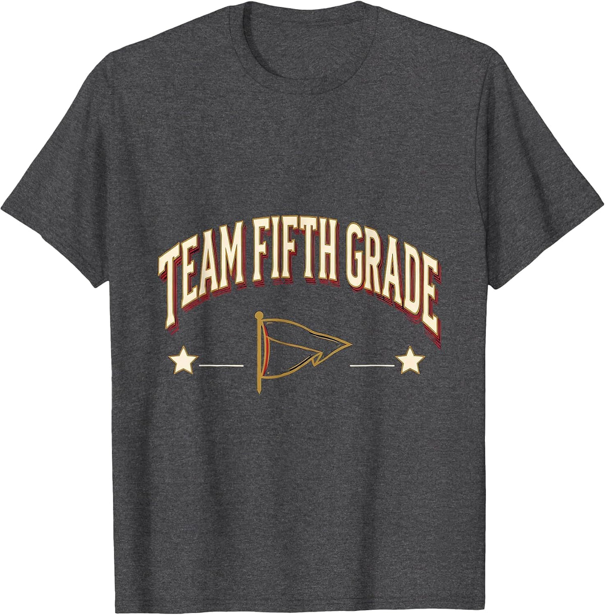 Team Fifth Grade Sign Painter Showcard Back To School T-Shirt - Dark Heather Grey
