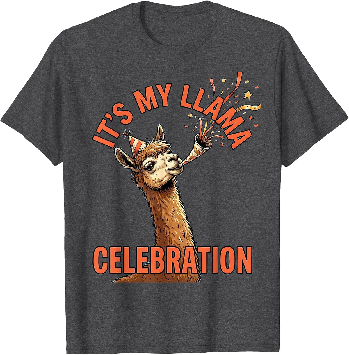 It's My Llama Celebration Funny Llama Alpaca Humor Party T-Shirt - Dark Heather Grey