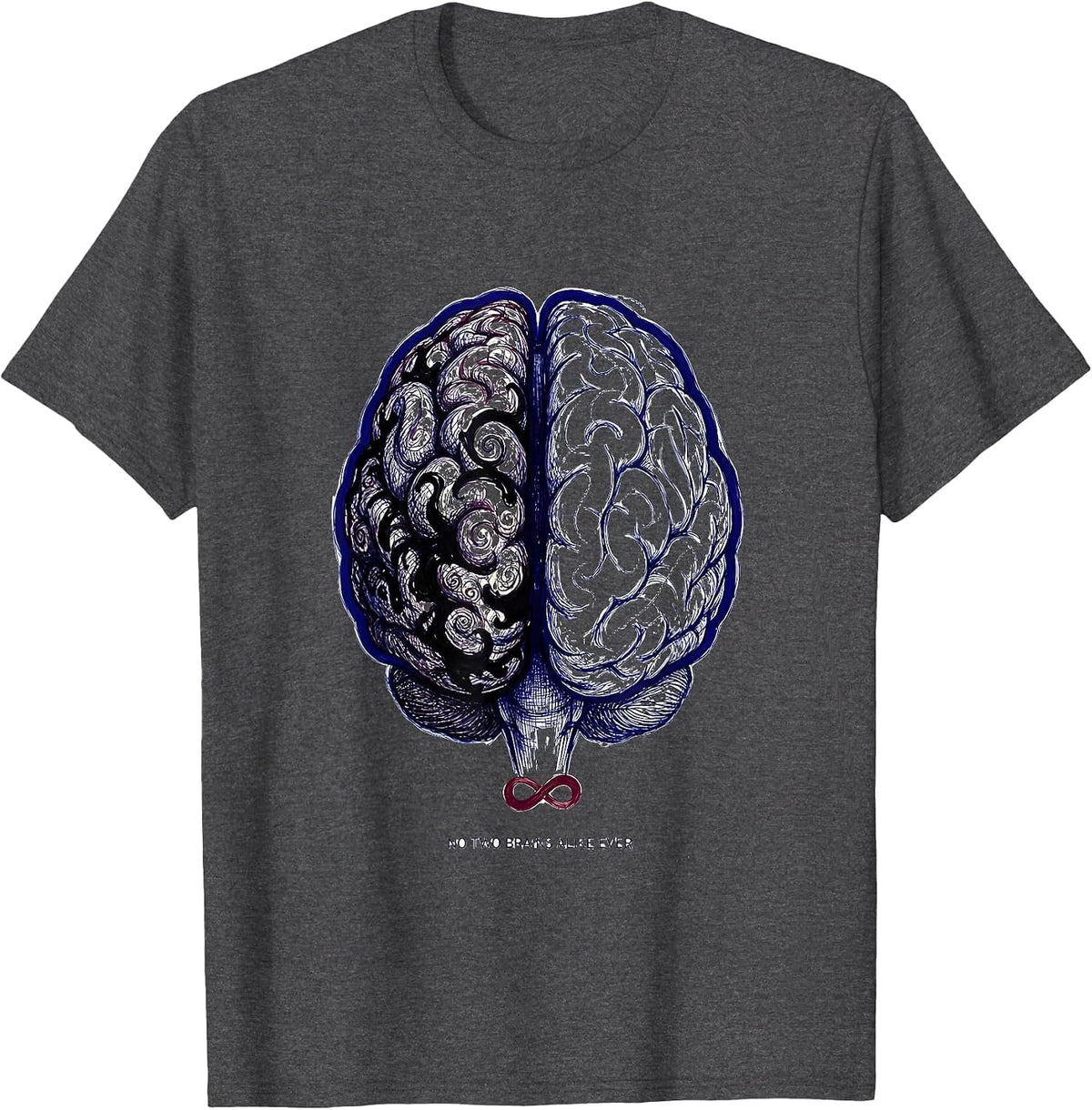 Men's No Two Brains Alike Autism Mom Design T-Shirt - Dark Heather Grey
