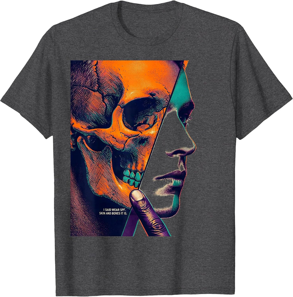 Men's I Said Wear SPF Skin And Bones It Is Esthetician Skincare T-Shirt - Dark Heather Grey