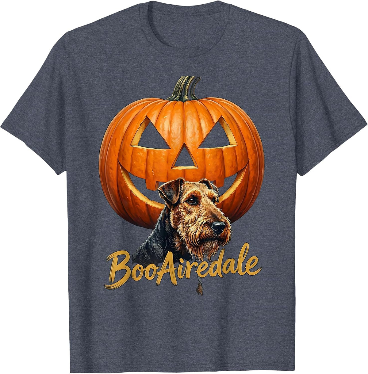 BooAiredale Funny Airedale Terrier Halloween Dog Lover Gift T-Shirt - Heather Blue