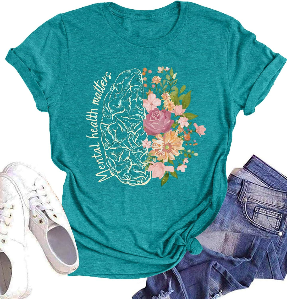 Celebrate Minds of All Kinds T-Shirts for Women SPED Teachers Graphic Shirt - Cyan2