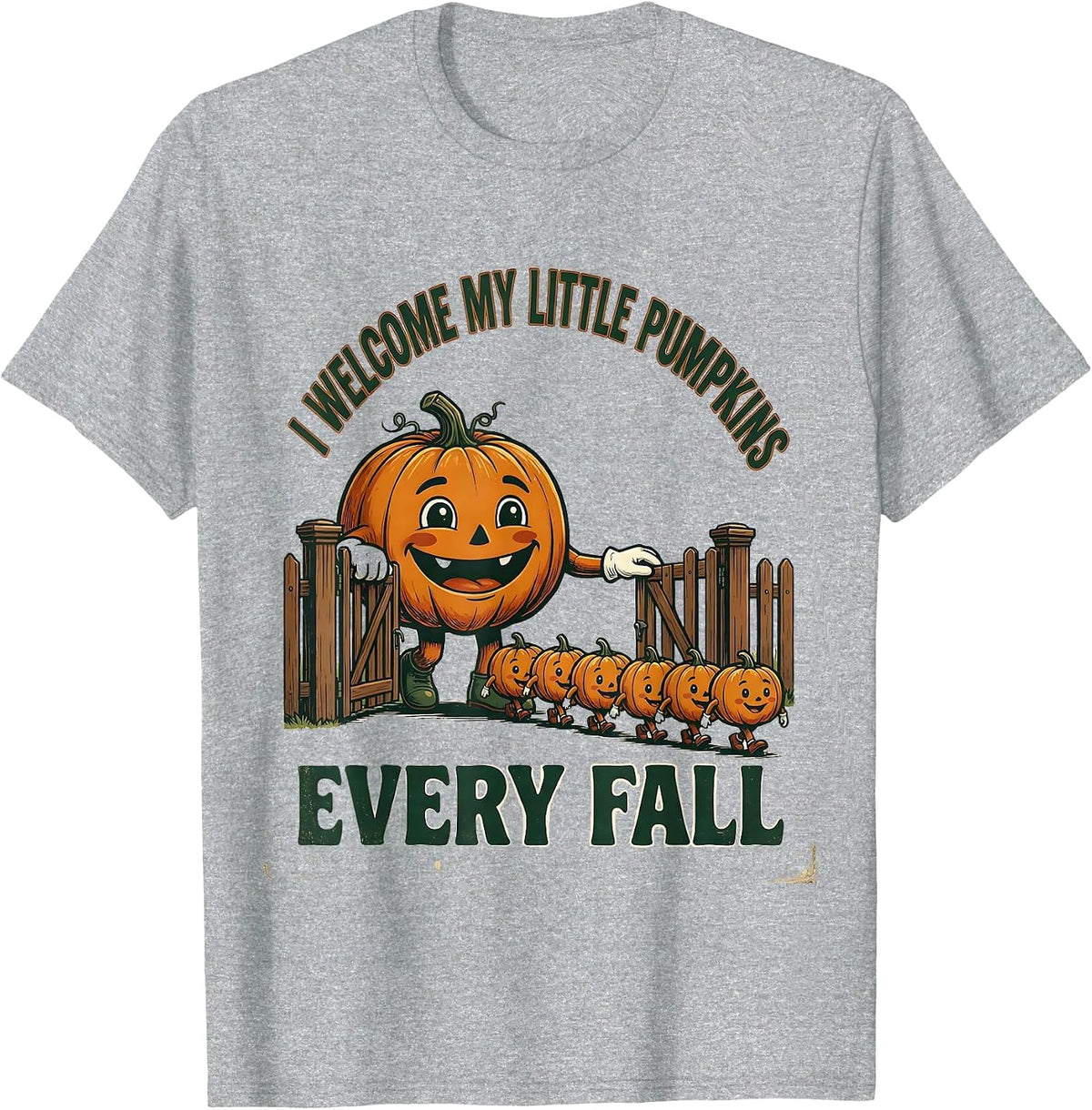 Men's I Welcome My Little Pumpkins Every Fall Teacher T-Shirt - Heather Grey