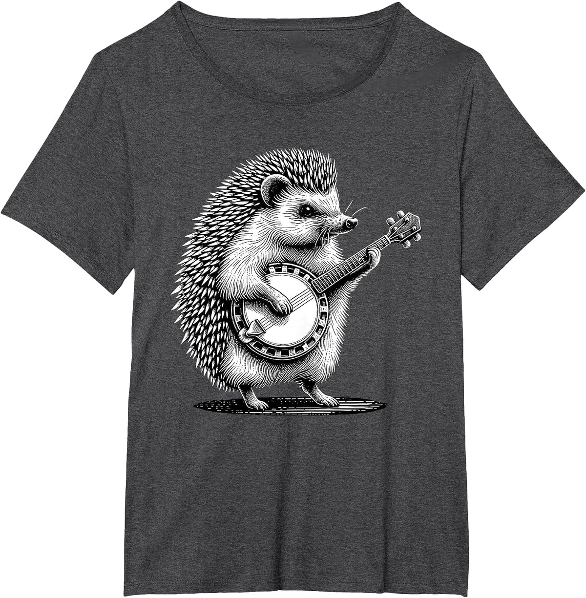 Hedgehog Playing Banjo Marching Band Musician Instrument T-Shirt - Dark Heather Grey