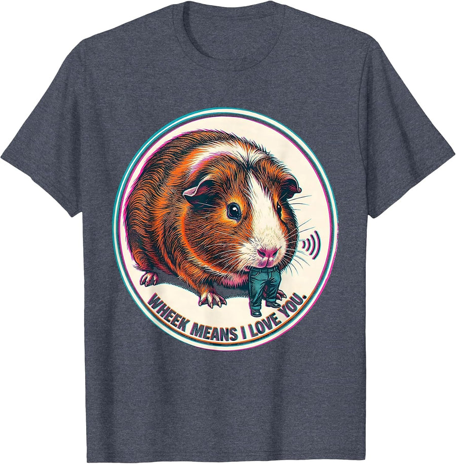 Wheek Means I Love You Funny Guinea Pig Cavy Lover Owner T-Shirt - Heather Blue