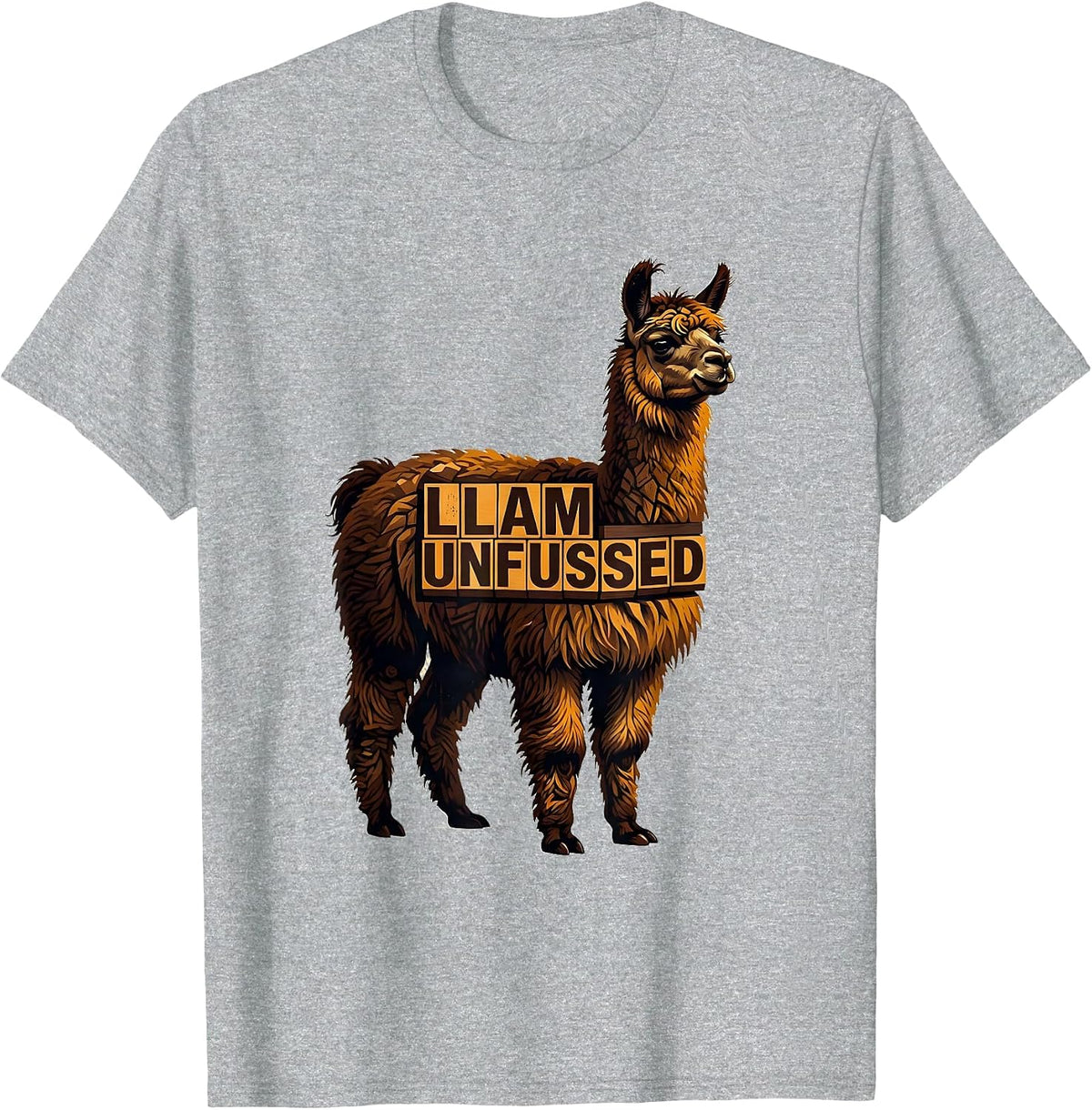 Men's Llam Unfussed Funny Llama Alpaca Humor Casual Gift T-Shirt - Heather Grey