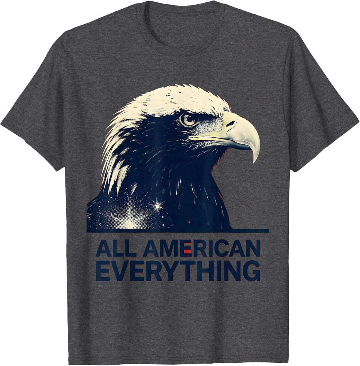 All American Everything Patriotic USA Design T-Shirt - Dark Heather Grey