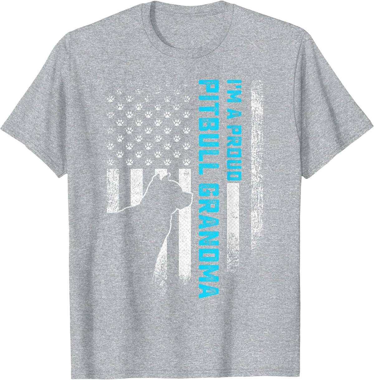 Vintage American Flag I'm A Proud Pitbull Grandma Pittie Dog T-Shirt - Heather Grey
