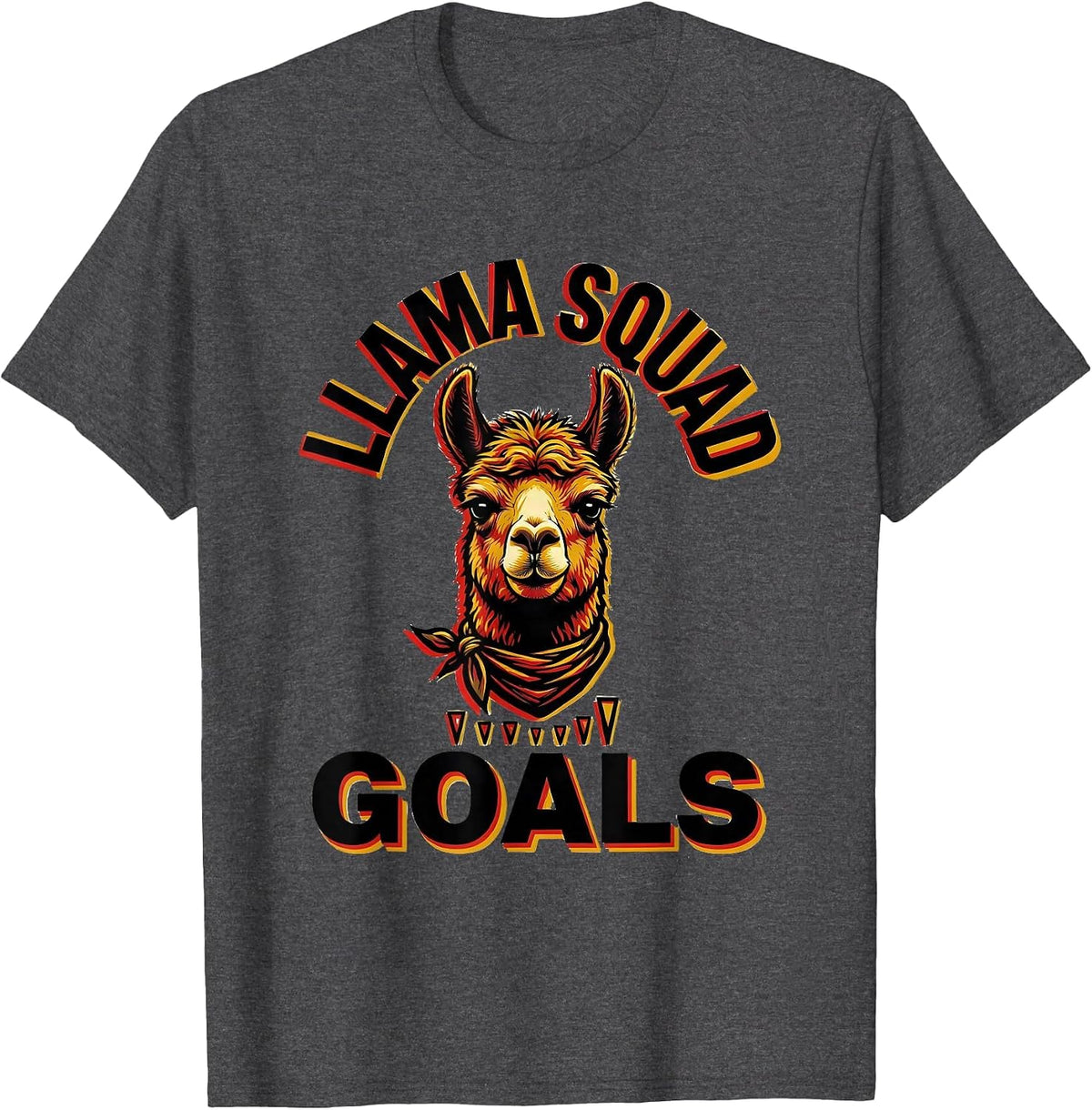Men's Llama Squad Goals Funny Llama Lover Group Novelty T-Shirt - Dark Heather Grey